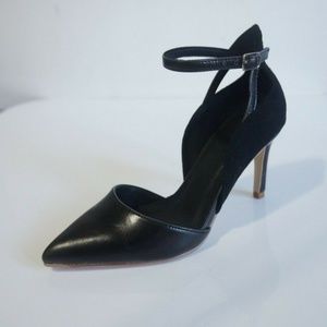 Black leather & suede  ankle strap pumps Size 32